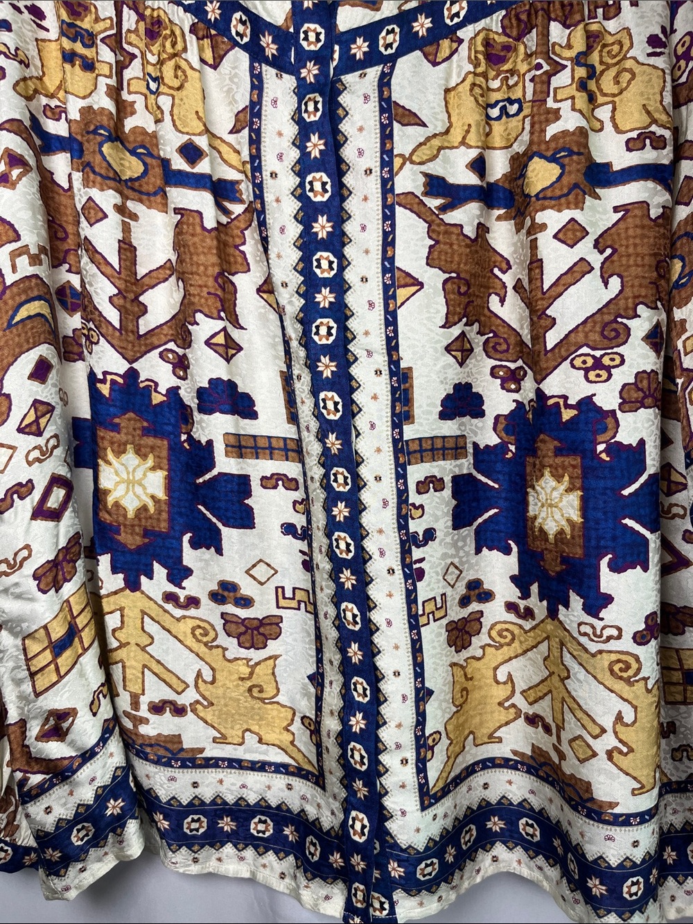 BA&SH varone peasant blouse boho geometric puff sleeves sz m - Picture 4 of 9